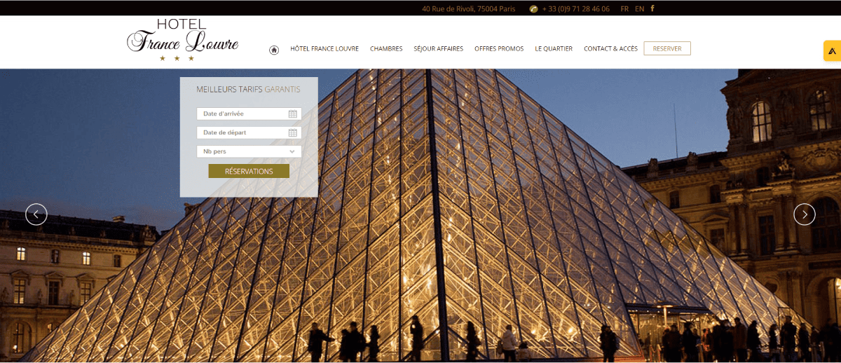 France Louvre Hotels' website