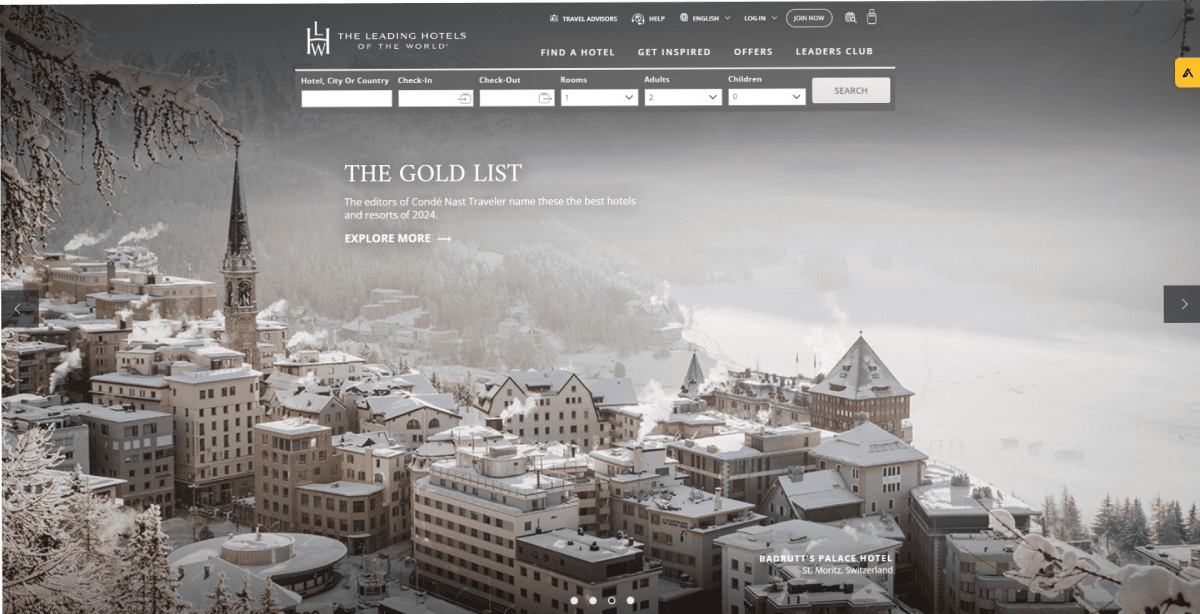 Leading Hotels of the World's website design