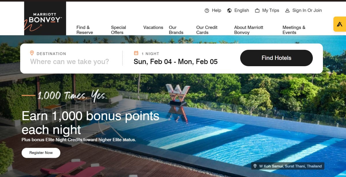 Marriott's website