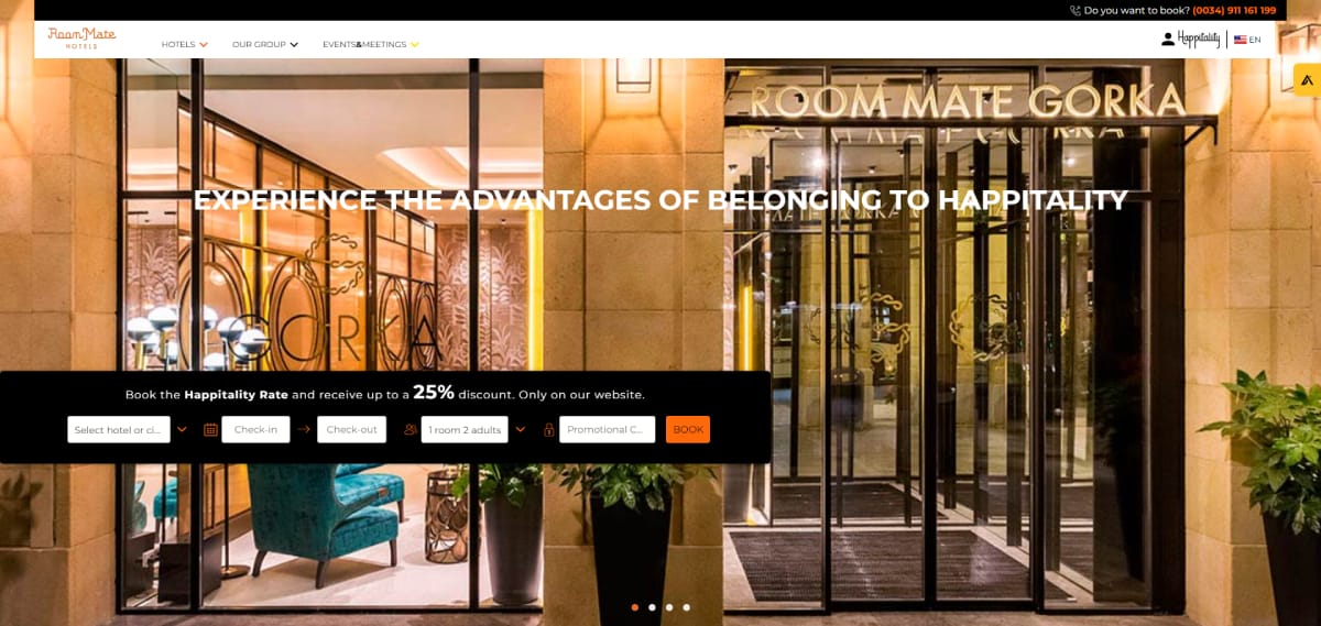 Room Mate Hotels' website