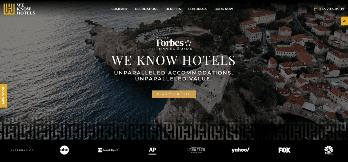 We Know Hotels' website design