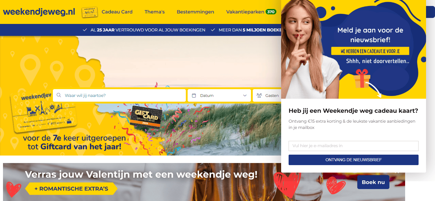Weekendjeweg.nl's website (1)