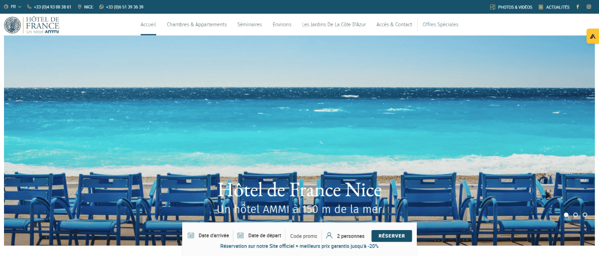 Hotel de France Nice's website design